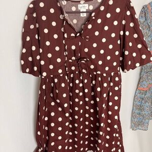 Nicole Miller Brown Polka Dot Dress